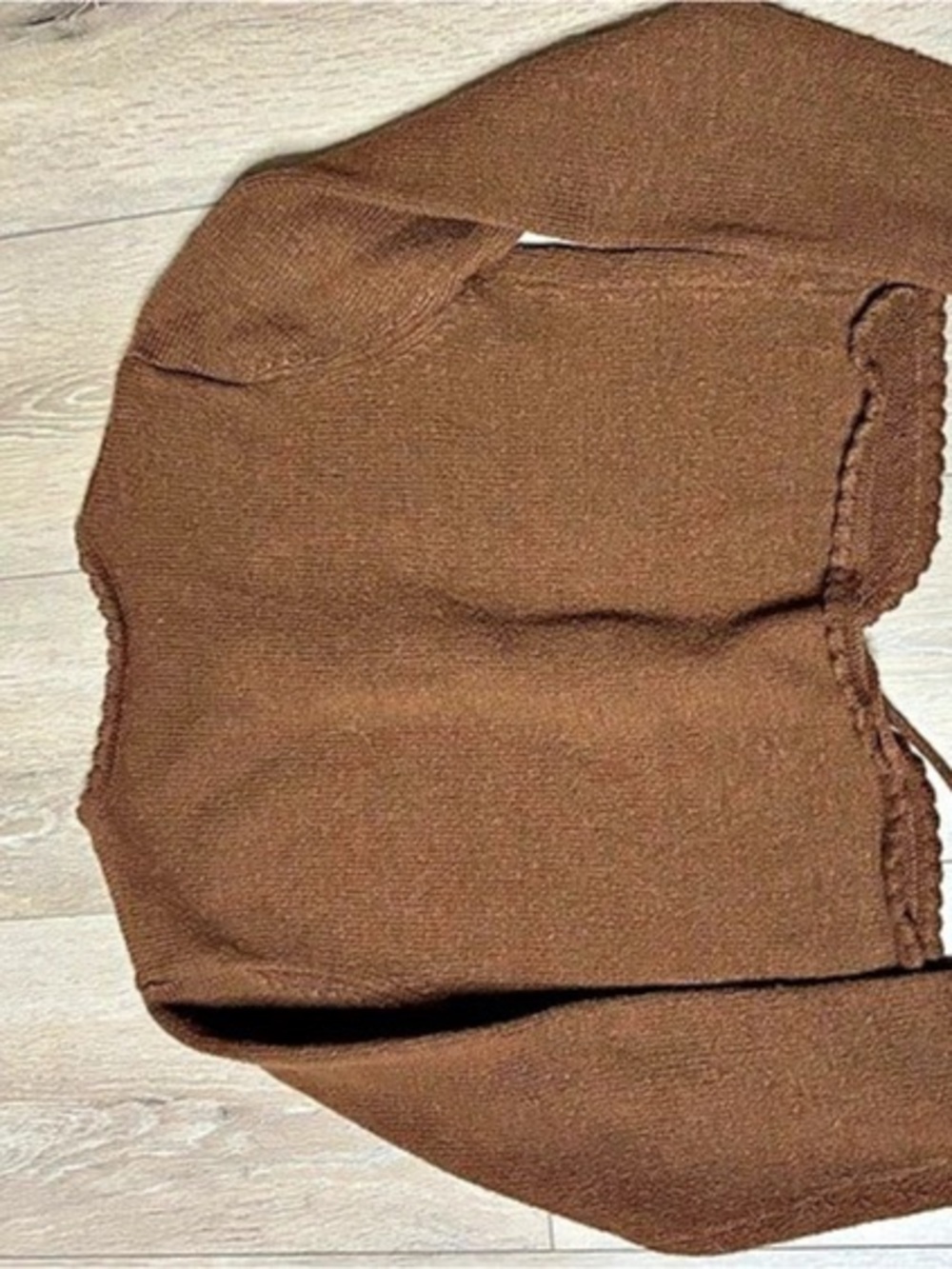 CIDER Floral Embroidery Knotted Cardigan Brown XL - Picture 7 of 10